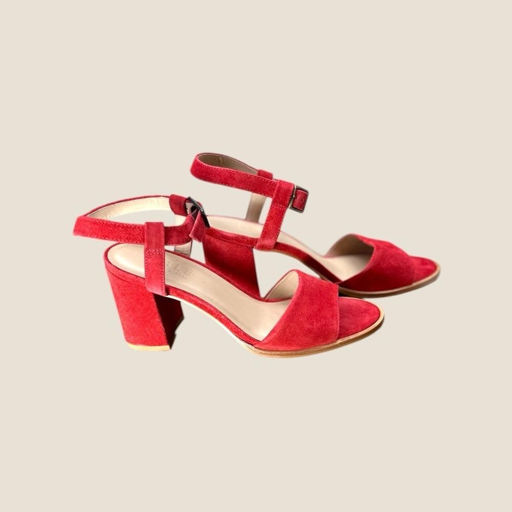 Able NWB Size 8.5 The‎ Mary red suede block heel strap sandals - Picture 3 of 12